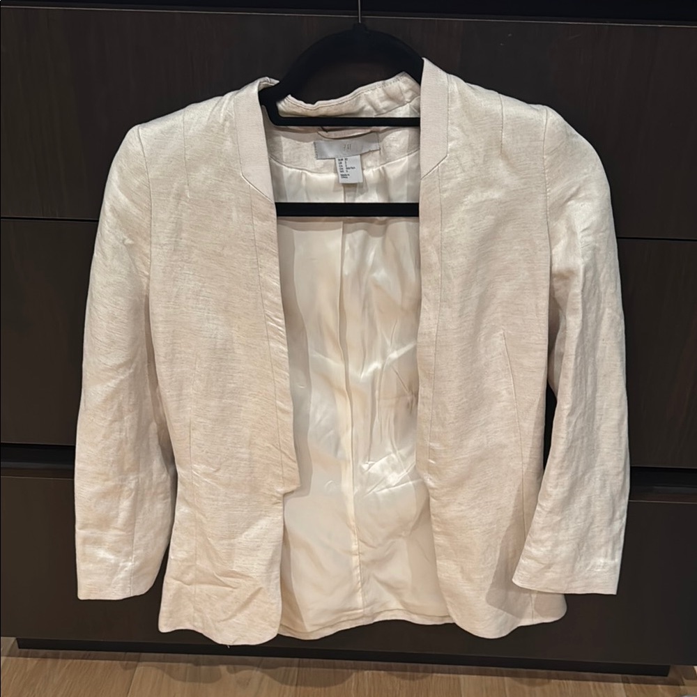 H&M cream linen jacket excellent condition size 2 see pics
